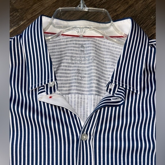 Men’s Desoto Button Down Shirt Size XL Blue/white Pinstripes 100% Cotton EUC - Picture 2 of 11